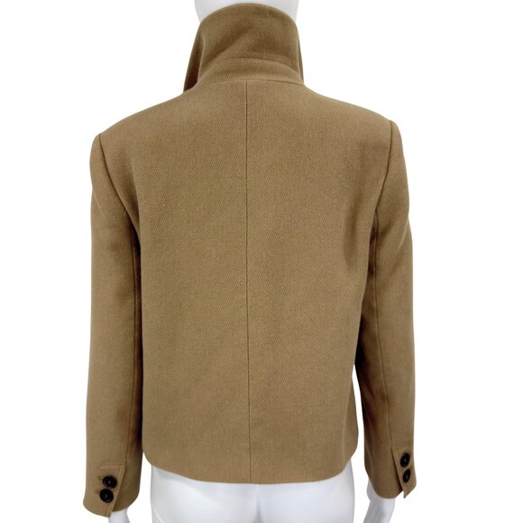 Zara Tan Cropped Wool-Blend Jacket | Minimalist Neutral Short Coat | Size S - Picture 7 of 10